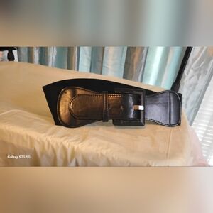 Women Black Waist Corset Elastic Waist Belt Flaux Leather.